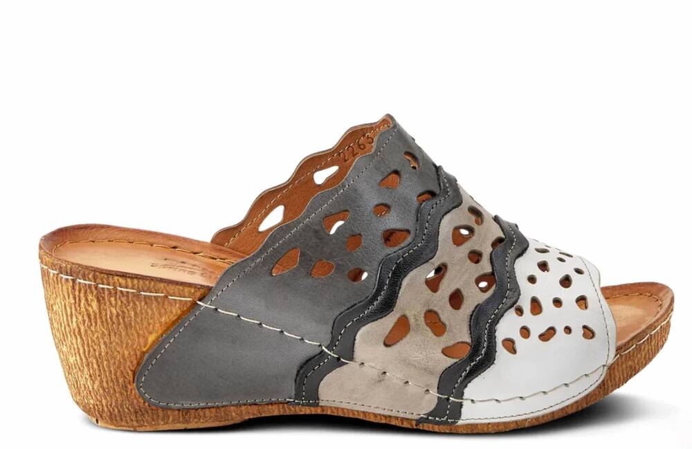 NEW SPRING STEP SHOES women's footy sandal slide in grey multi